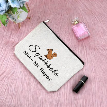 Squirrel Makeup Bag for Women Squirrel Lover Gift for Girls Daughter Friends Animal Lover Presents for Sister Cosmetic Bag Best Friend Anniversary Christmas Birthday Present Zipper Cosmetic Pouch