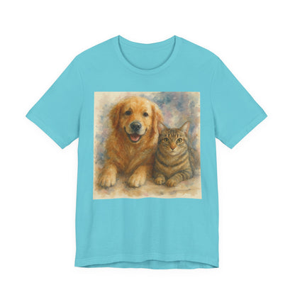 Pet Lovers Unisex Tee, Dog and Cat Combo Shirt, Animal Lover Gift, Animal-Themed Apparel, Funny Pet T-Shirt, Cozy Casual Wear