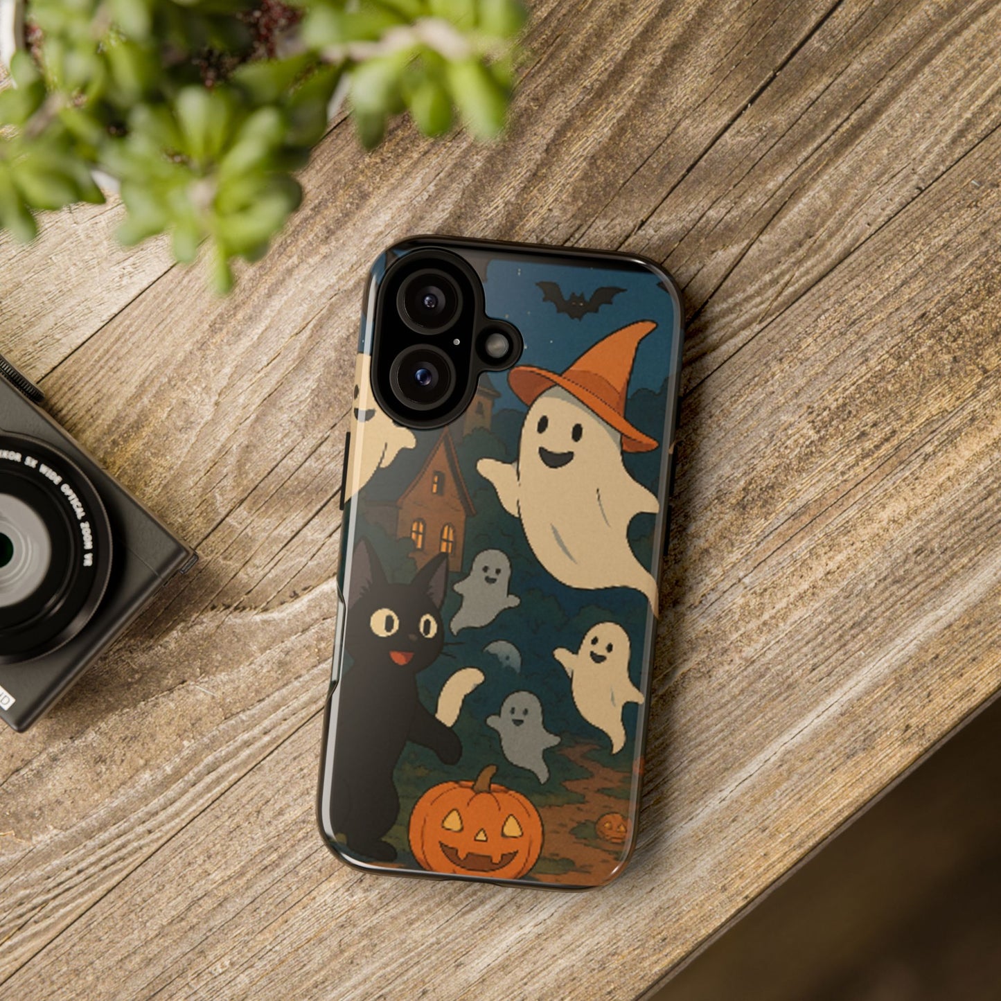 Halloween Phone Case, Spooky Ghost Design, Cat & Pumpkin Accessories, Fall Decor, Trick or Treat Gift