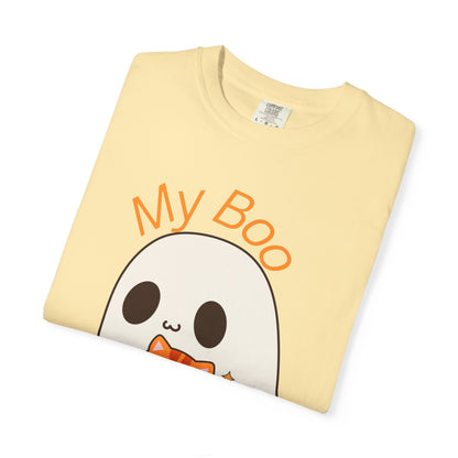 Cute Ghost & Cat Humor Tee, My Boo T-Shirt, Fall Apparel, Halloween Fashion, Gift for Cat Lovers, Unisex Funny Shirt