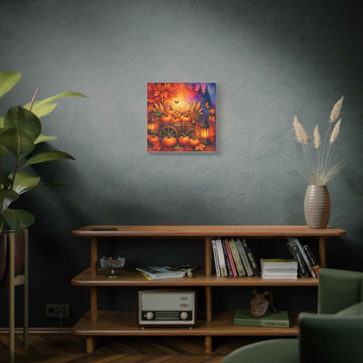 Autumn Pumpkin Canvas Wall Art, Fall Decor for Home, Harvest Season Artwork, Thanksgiving Decoration, Cozy Seasonal Wall Hanging