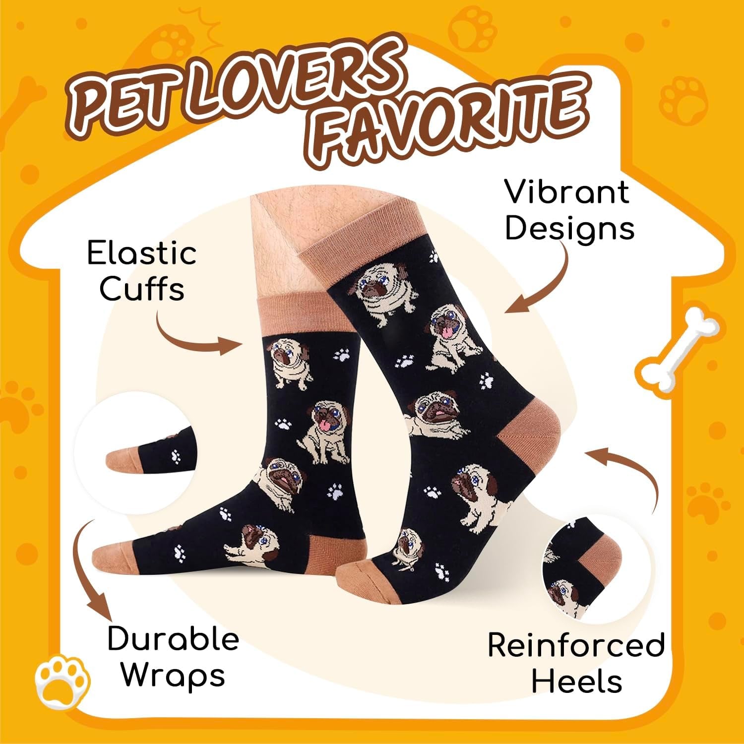 Funny Dog Socks for Men - Gifts for Dachshund Pug Lovers, Dog Dad Gifts for Men Teen Boys