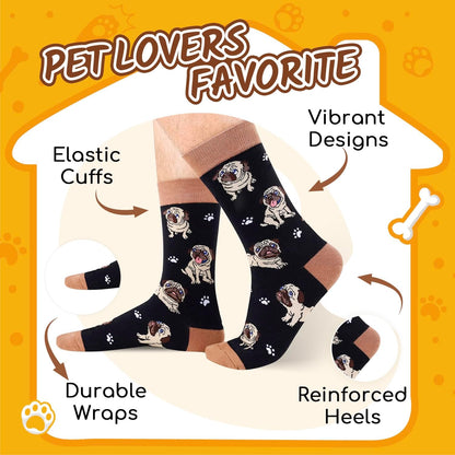 Funny Dog Socks for Men - Gifts for Dachshund Pug Lovers, Dog Dad Gifts for Men Teen Boys