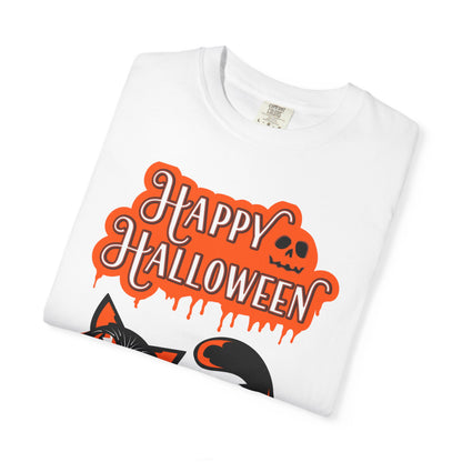 Halloween Cat T-Shirt, Spooky Apparel, Unisex Costume Tee, Fall Fashion, Halloween Party Wear, Fun Trick or Treat Shirt