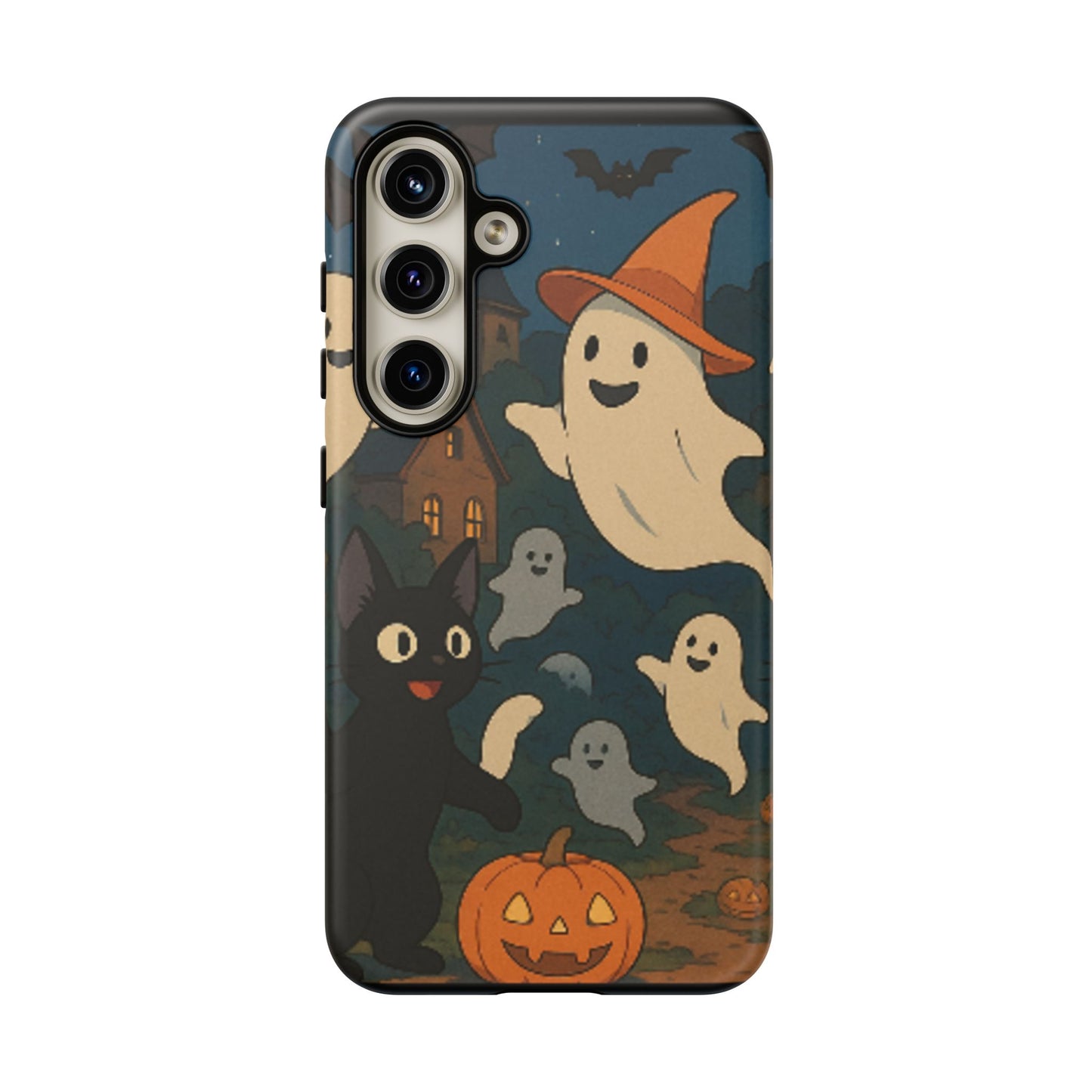 Halloween Phone Case, Spooky Ghost Design, Cat & Pumpkin Accessories, Fall Decor, Trick or Treat Gift