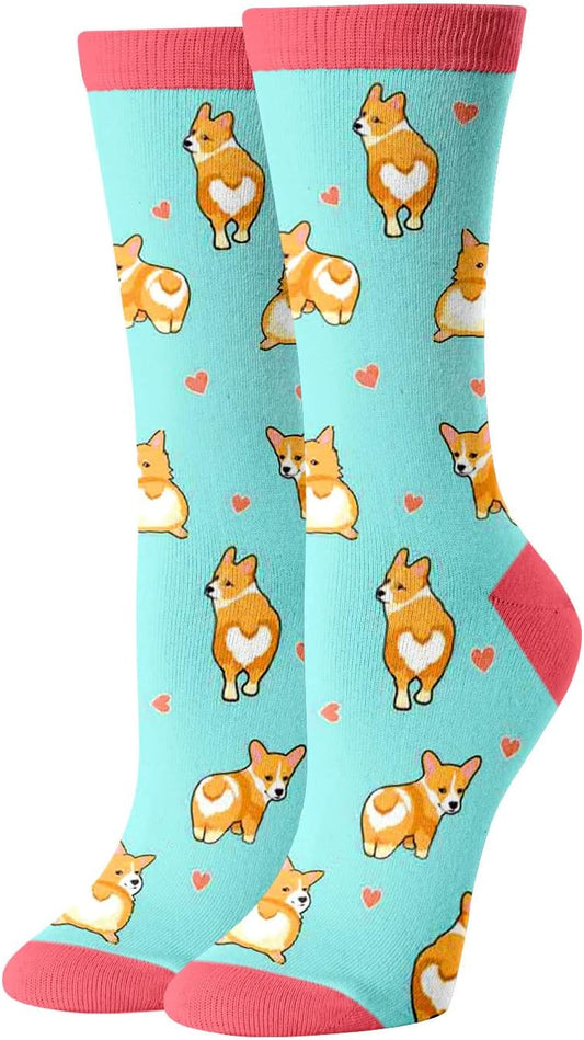 Funny Corgi Gifts for Corgi Lovers Corgi Socks Women with Pizza, Dog Gifts Dog Mom Gifts Crazy Dog Socks