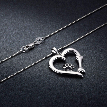 925 Sterling Silver Dog Paw Print/Rabbit/Panda/Frog Necklace Pendant Heart Necklace Jewelry Gifts for Women Ladies Wife Mother Daughter Granddaughter Birthday Christmas