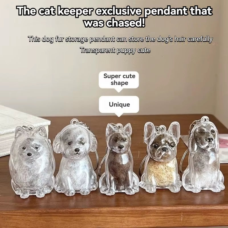 Large Size Dog Hair Storage Pendant Keychain Transparent Pet Fur Keepsake Capsule DIY Decoration Memorial Gifts for Pet Lovers