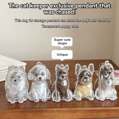 Large Size Dog Hair Storage Pendant Keychain Transparent Pet Fur Keepsake Capsule DIY Decoration Memorial Gifts for Pet Lovers