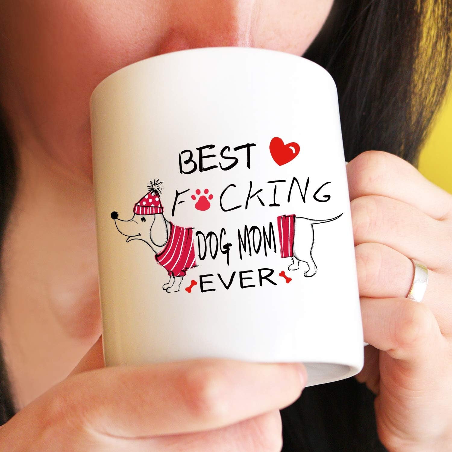 Novelty Dog Mom Mug - Unifury Dog Memorial Gifts for Dog Owner, Funny 11OZ Dog Mother Coffee Mug for Women on Birthday, Christmas, Party, Mothers Day