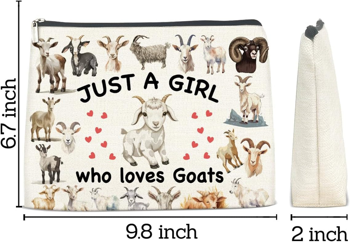 Goat Gifts Makeup Bag for Girls Women, Funny Birthday Christmas Gift for Goat Lovers Pet Owner Animal Enthusiasts Sister Bestie Bff Cosmetic Bag with Zipper Travel Toiletry Pouch for Purse
