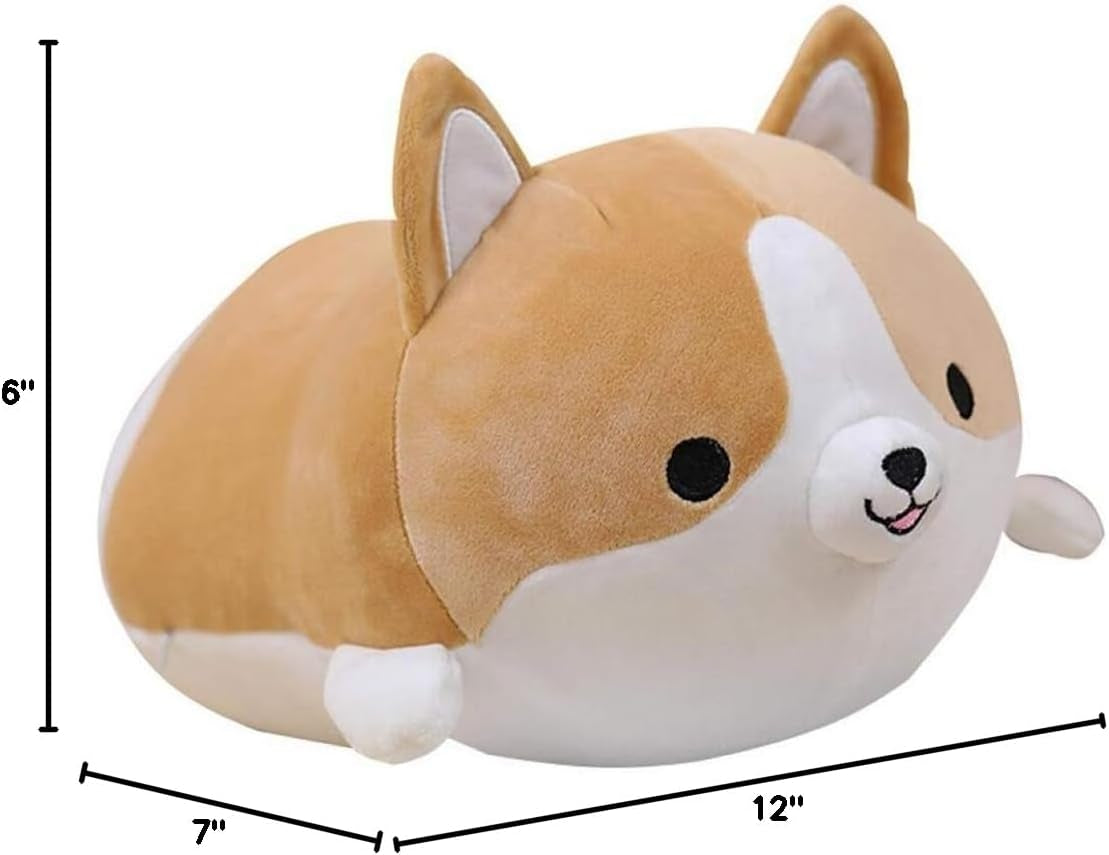 Corgi Dog Plush Pillow, Soft Shiba Inu Corgi Butt Stuffed Animal Toys Gifts for Bed, Valentine, Kids Birthday, Christmas (Brown, 11.8Inch)