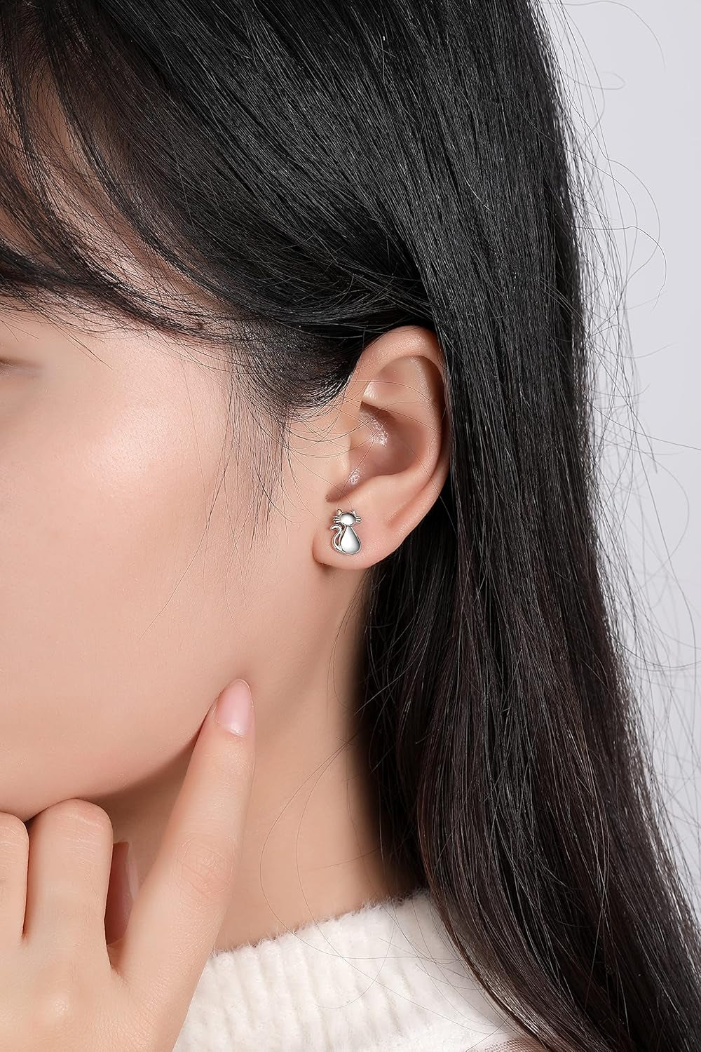 Pretty Sterling Silver Stud Earrings for Women - Cute Lady Cat Stud Dog Paw Stud Earring Gift Jewelry for Pet Cat Lovers, Mother'S Day Christmas Birthday Anniversary Jewelry Gifts