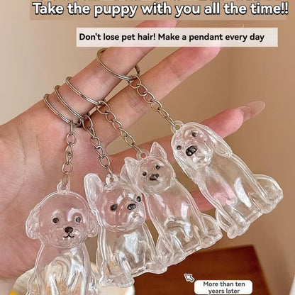 Large Size Dog Hair Storage Pendant Keychain Transparent Pet Fur Keepsake Capsule DIY Decoration Memorial Gifts for Pet Lovers