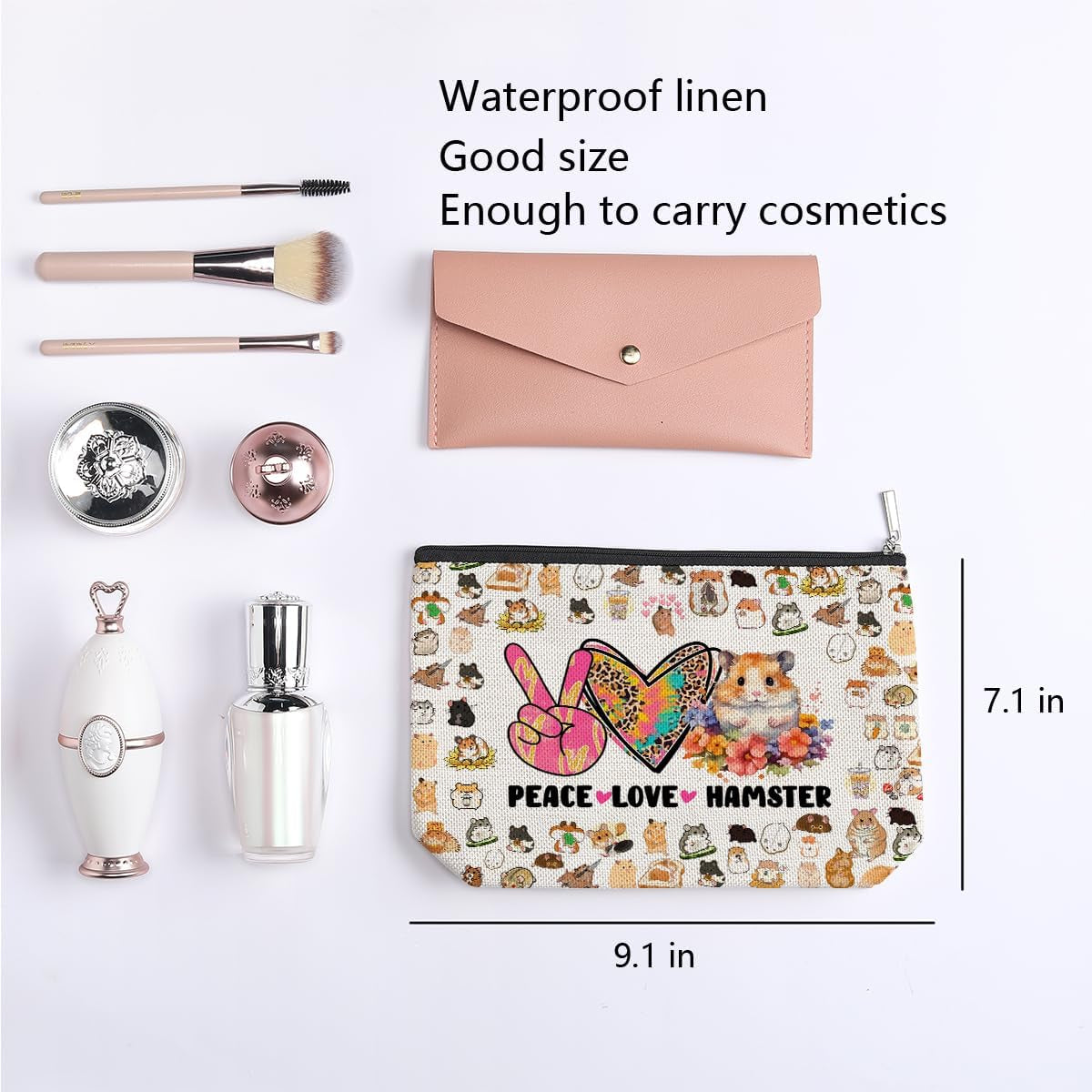 Cute Hamster Travel Organizer - Zipper Pouch for Women, Girls, Best Friend, Sister - Funny Birthday &