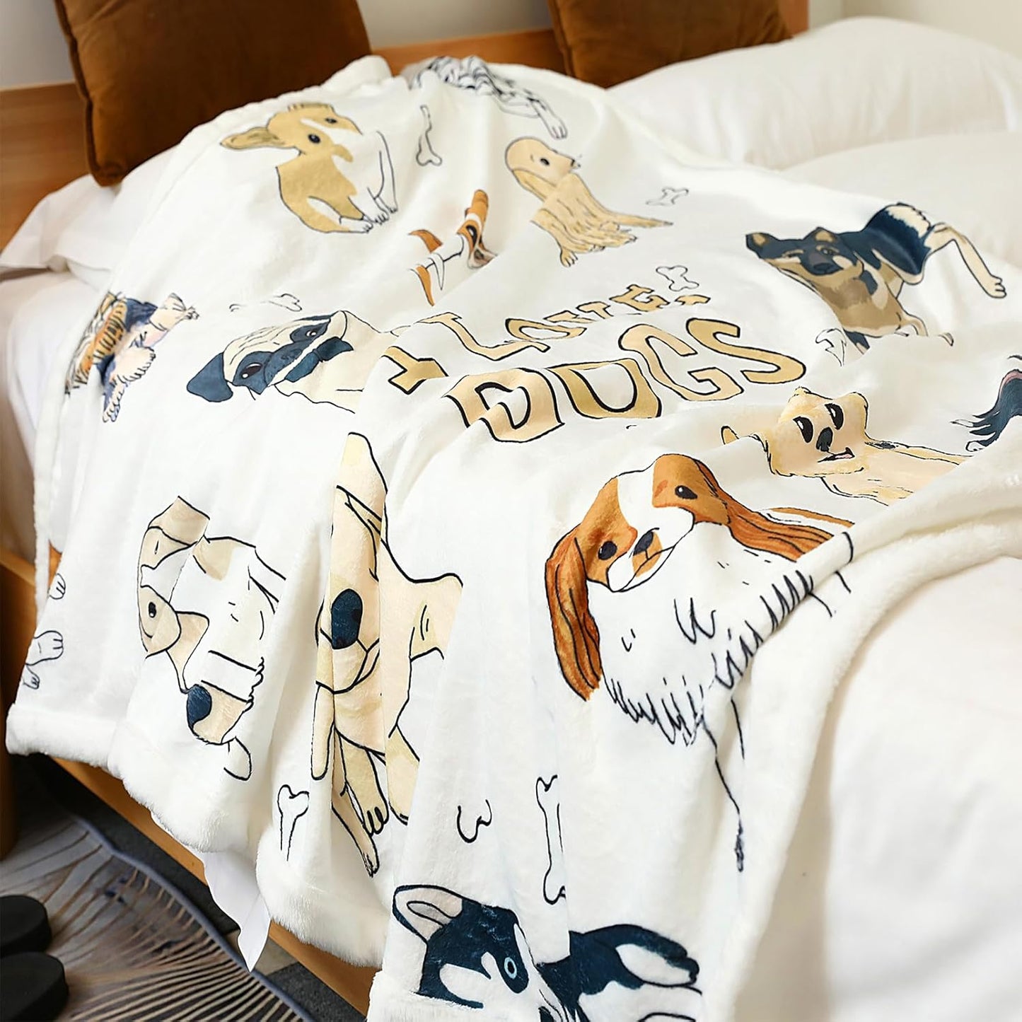 Dog Pattern Blanket Puppy Throw for Kids and Adults Women Super Soft Dogs Lover Blankets with Dogs on It (Love Dogs, 48"X60")