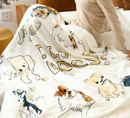 Dog Pattern Blanket Puppy Throw for Kids and Adults Women Super Soft Dogs Lover Blankets with Dogs on It (Love Dogs, 48"X60")