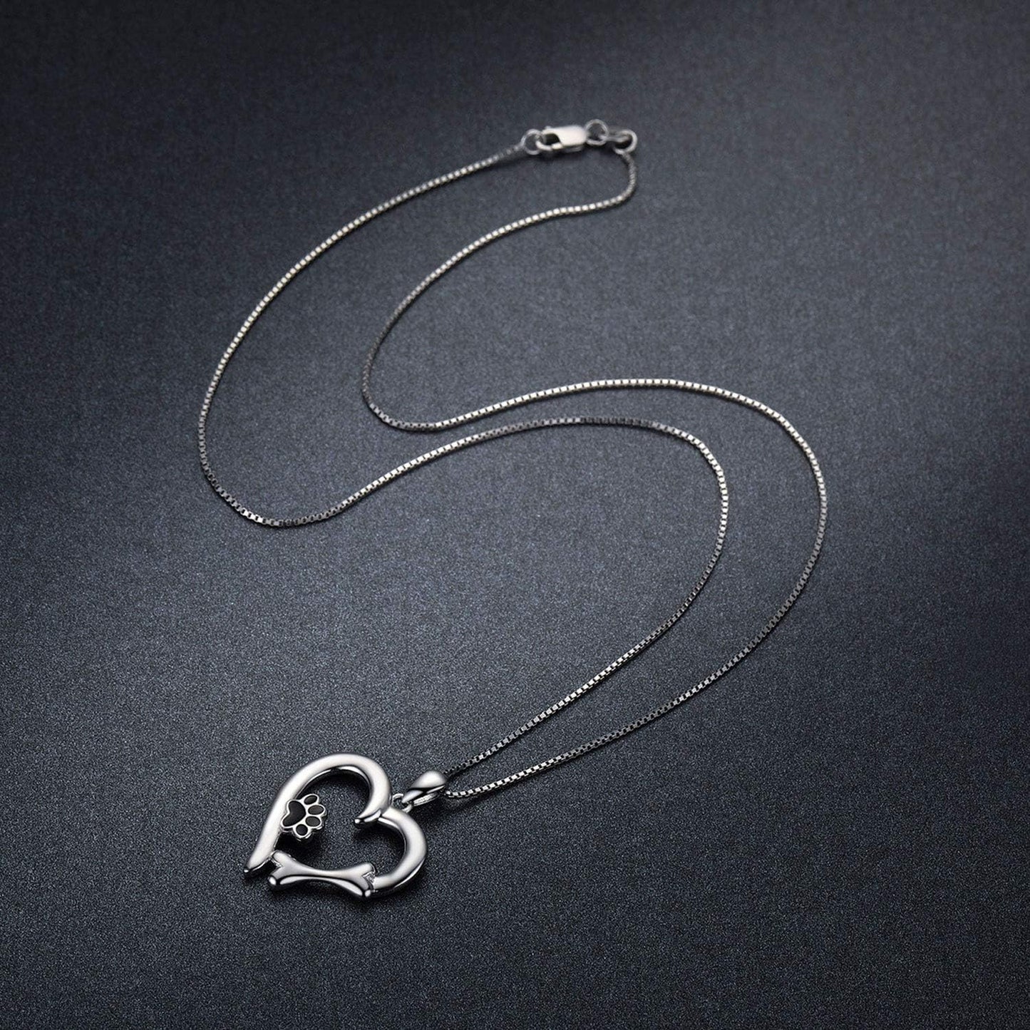 925 Sterling Silver Dog Paw Print/Rabbit/Panda/Frog Necklace Pendant Heart Necklace Jewelry Gifts for Women Ladies Wife Mother Daughter Granddaughter Birthday Christmas