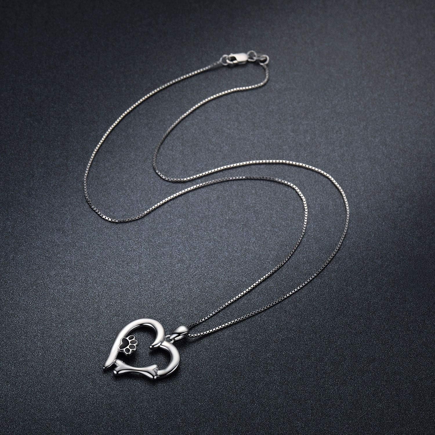 925 Sterling Silver Dog Paw Print/Rabbit/Panda/Frog Necklace Pendant Heart Necklace Jewelry Gifts for Women Ladies Wife Mother Daughter Granddaughter Birthday Christmas