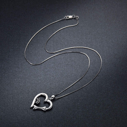 925 Sterling Silver Dog Paw Print/Rabbit/Panda/Frog Necklace Pendant Heart Necklace Jewelry Gifts for Women Ladies Wife Mother Daughter Granddaughter Birthday Christmas