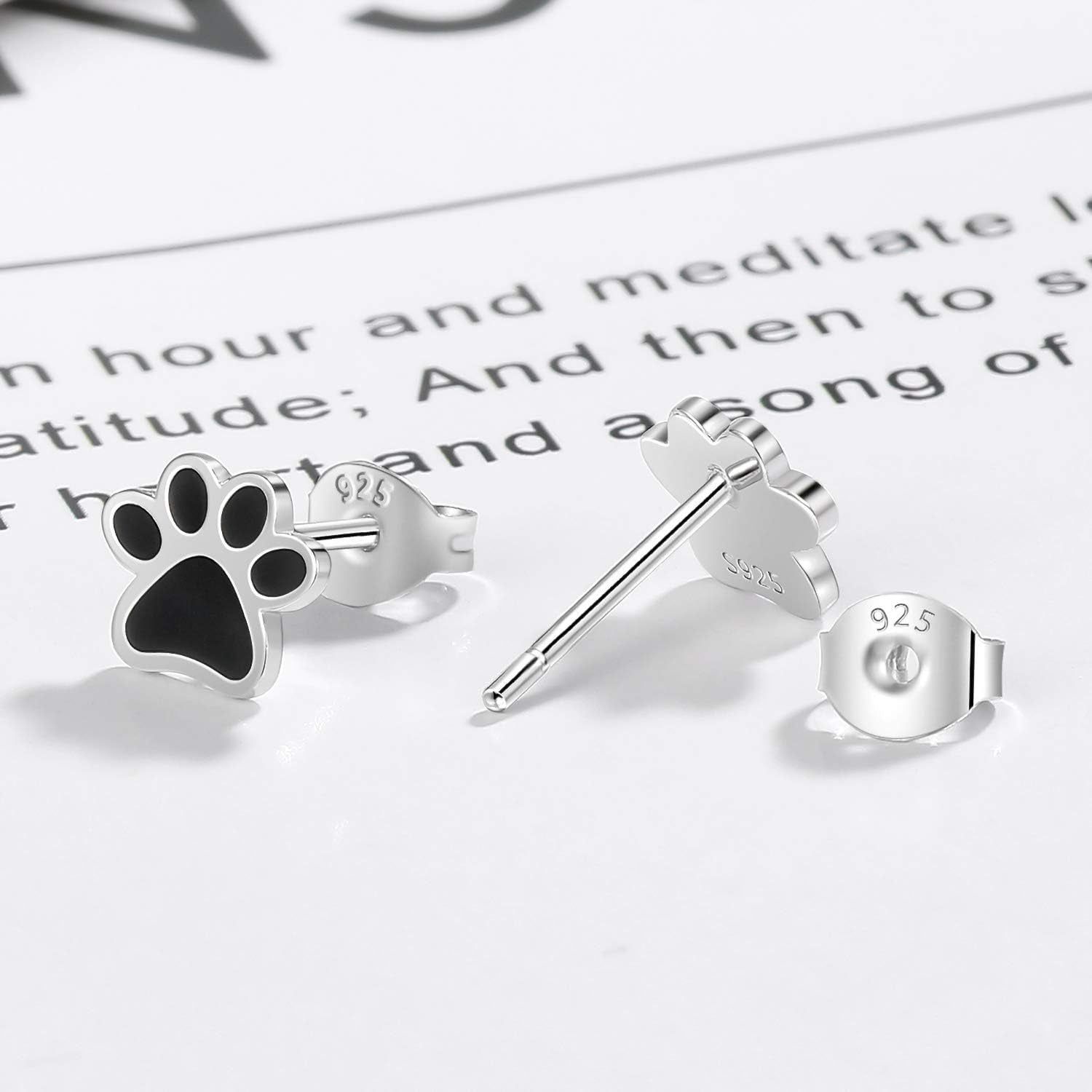 Pretty Sterling Silver Stud Earrings for Women - Cute Lady Cat Stud Dog Paw Stud Earring Gift Jewelry for Pet Cat Lovers, Mother'S Day Christmas Birthday Anniversary Jewelry Gifts