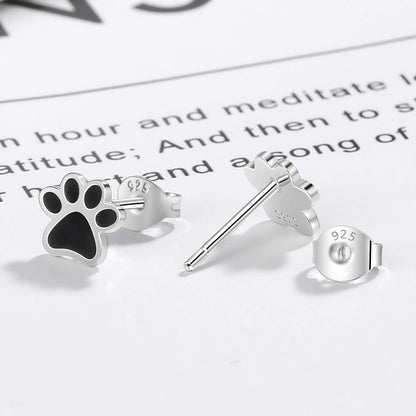 Pretty Sterling Silver Stud Earrings for Women - Cute Lady Cat Stud Dog Paw Stud Earring Gift Jewelry for Pet Cat Lovers, Mother'S Day Christmas Birthday Anniversary Jewelry Gifts