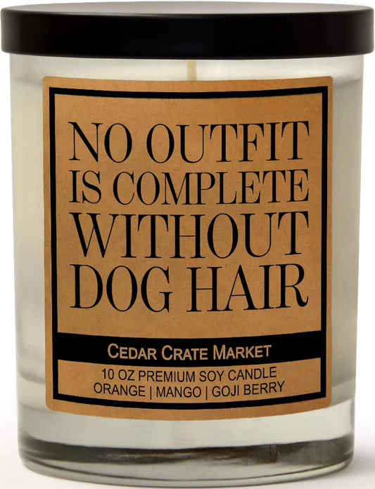 Funny Dog Candles Gifts for Women, Men, Dog Lovers, Pet Candle for Home, House, Dog Mom Gifts, Pet Mom, Fur Mamas, Dog Dads, Foster, Rescue, Adoption Pet Families (No Outfit Is Complete)