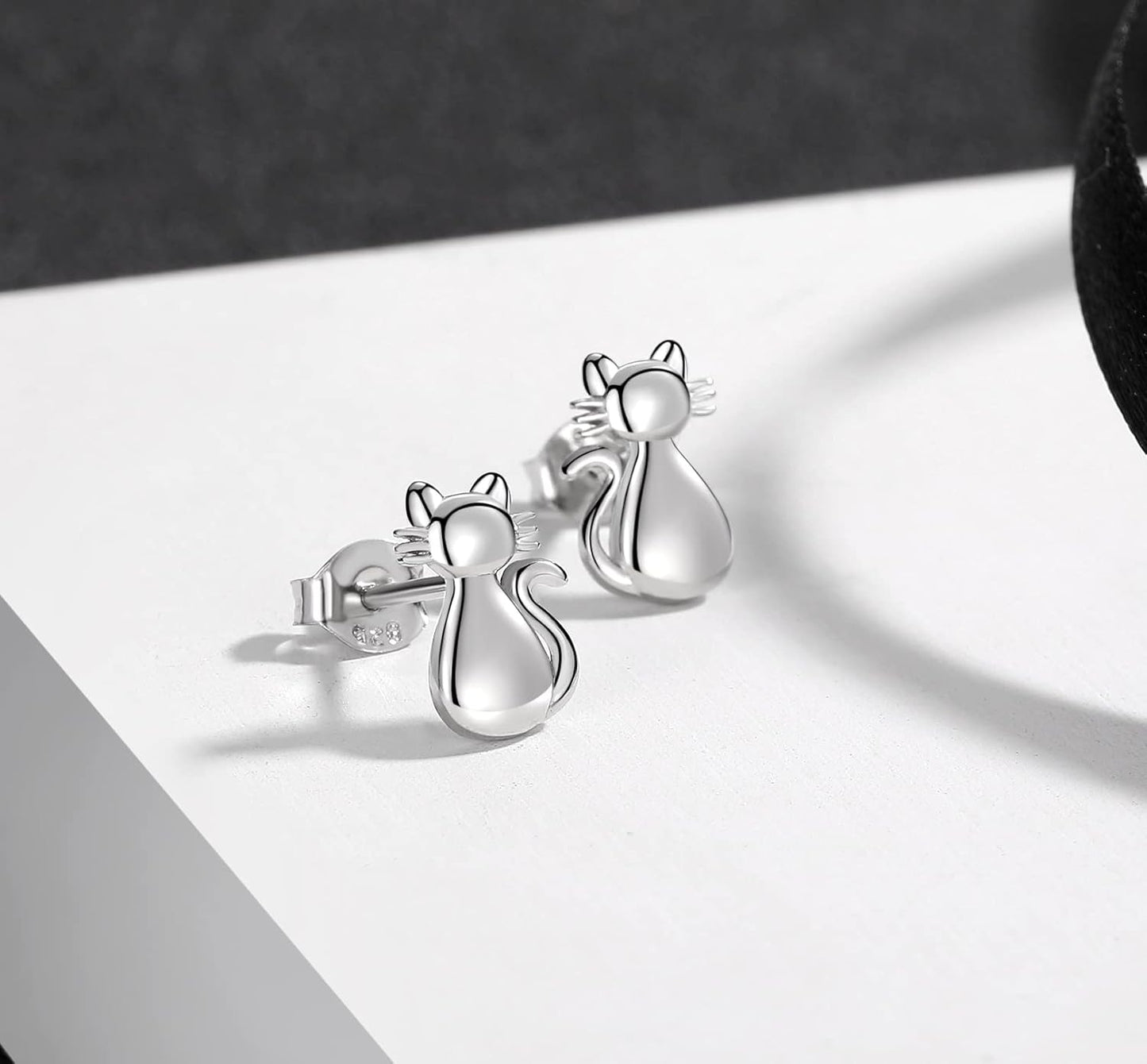 Pretty Sterling Silver Stud Earrings for Women - Cute Lady Cat Stud Dog Paw Stud Earring Gift Jewelry for Pet Cat Lovers, Mother'S Day Christmas Birthday Anniversary Jewelry Gifts